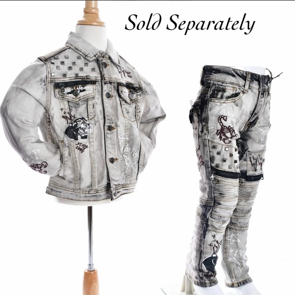 BOYS’ 8IGHTH DSTRKT GREY GRAFFITI BIKER JACKET - Picture 5 of 5